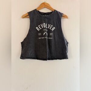 REVOLVER COFFEE SHOP - from Bali - Gray Sleeveless Crop Top